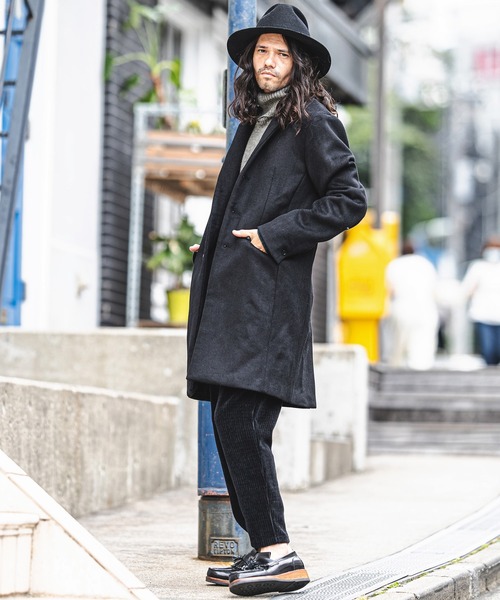 CAMBIO（カンビオ）の「mj8119-襟フェイクレザー切り替えチェスターコート（チェスターコート・メンズ・チャコール/ブラック/ベージュ・L/S/M）」の18枚目の写真