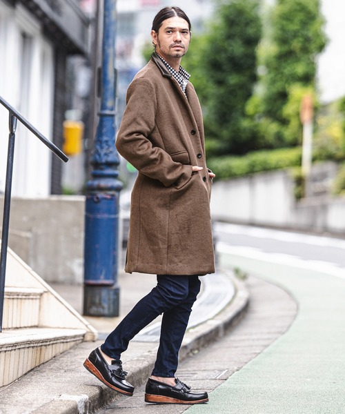 CAMBIO（カンビオ）の「mj8119-襟フェイクレザー切り替えチェスターコート（チェスターコート・メンズ・チャコール/ブラック/ベージュ・L/S/M）」の16枚目の写真