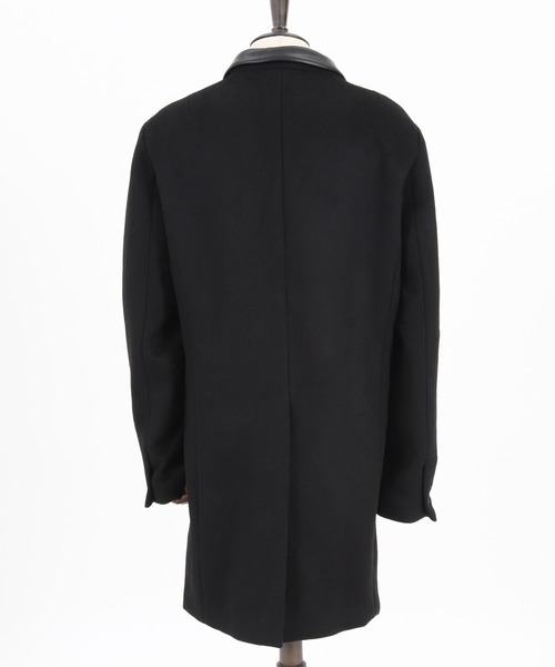 CAMBIO（カンビオ）の「mj8119-襟フェイクレザー切り替えチェスターコート（チェスターコート・メンズ・チャコール/ブラック/ベージュ・L/S/M）」の13枚目の写真