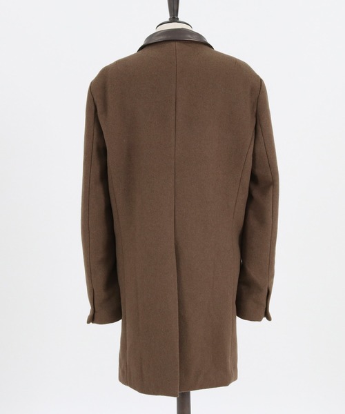 CAMBIO（カンビオ）の「mj8119-襟フェイクレザー切り替えチェスターコート（チェスターコート・メンズ・チャコール/ブラック/ベージュ・L/S/M）」の5枚目の写真