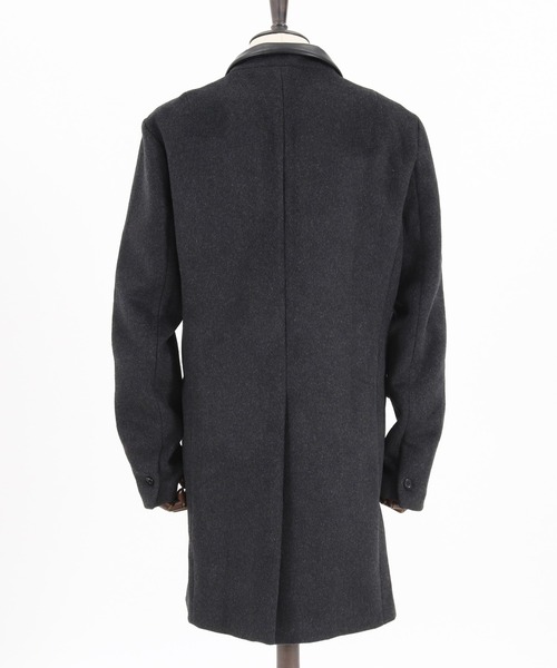 CAMBIO（カンビオ）の「mj8119-襟フェイクレザー切り替えチェスターコート（チェスターコート・メンズ・チャコール/ブラック/ベージュ・L/S/M）」の11枚目の写真