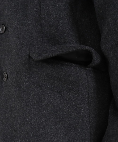 CAMBIO（カンビオ）の「mj8119-襟フェイクレザー切り替えチェスターコート（チェスターコート・メンズ・チャコール/ブラック/ベージュ・L/S/M）」の14枚目の写真