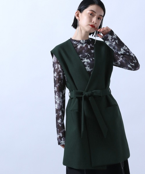 HARE(ハレ)の「ベルトツキロングベスト(HARE)(その他アウター・レディース・ブラック/グリーン・FREE)」の2枚目の写真