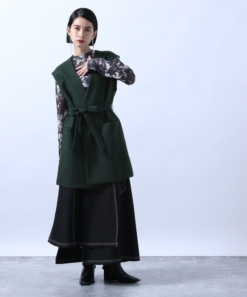 HARE(ハレ)の「ベルトツキロングベスト(HARE)(その他アウター・レディース・ブラック/グリーン・FREE)」の9枚目の写真