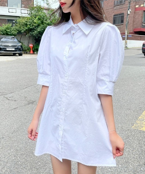 chuu(チュー)の「CHUU リボンビスチェ+シャツワンピース(ワンピース・レディース・アイボリー・FREE)」の7枚目の写真