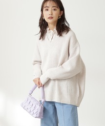 N.（N. Natural Beauty Basic） | ◆片畦Ｖネックラムウールニット(ニット/セーター)