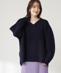 N.（N. Natural Beauty Basic） | ◆片畦Ｖネックラムウールニット(ニット/セーター)