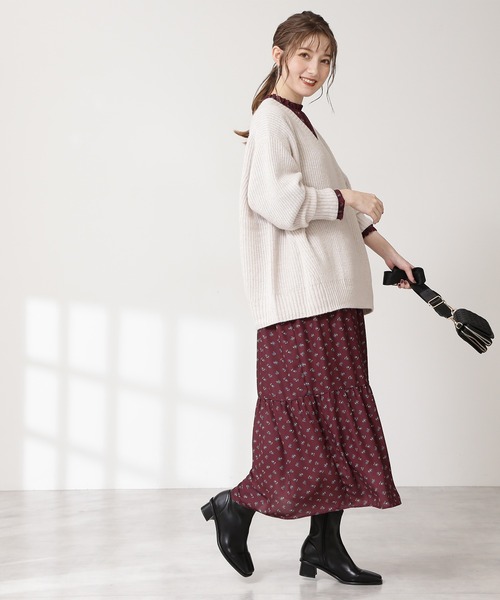 N.（N. Natural Beauty Basic）（エヌエヌナチュラルビューティーベーシック）の「◆片畦Ｖネックラムウールニット（ニット/セーター・レディース・ネイビー/ピンク/イエロー/ナチュラル・MEDIUM）」の18枚目の写真