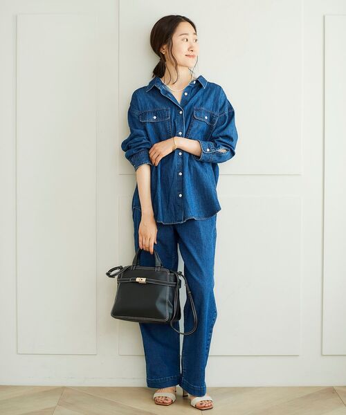 le.coeur blanc(ルクールブラン)の「フラップポケットワークシャツ(シャツ/ブラウス・レディース・グレイッシュベージュ/ネイビー・FREE)」の7枚目の写真