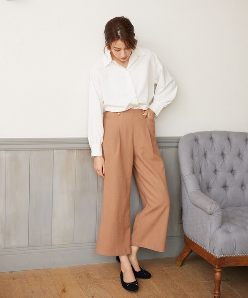 Rewde（ルゥデ）の「起毛ストレッチセミフレアタックパンツ（1R12-10078）（その他パンツ・レディース・ホワイト/チャコールグレー/ベージュ・S/M/L）」の11枚目の写真