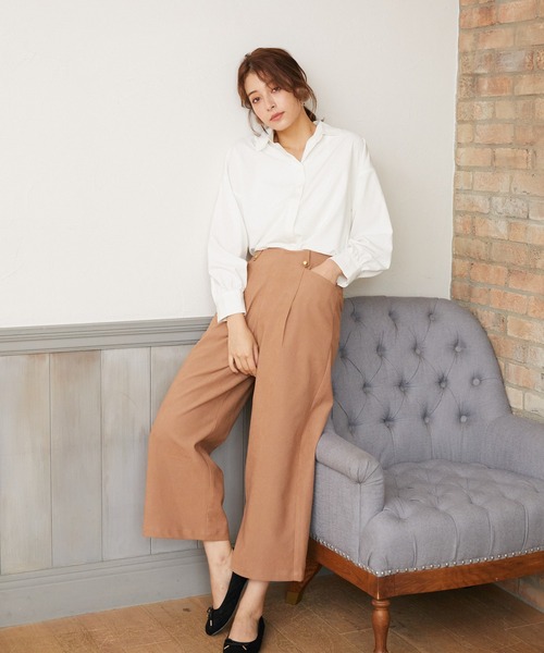 Rewde（ルゥデ）の「起毛ストレッチセミフレアタックパンツ（1R12-10078）（その他パンツ・レディース・ホワイト/チャコールグレー/ベージュ・S/M/L）」の14枚目の写真