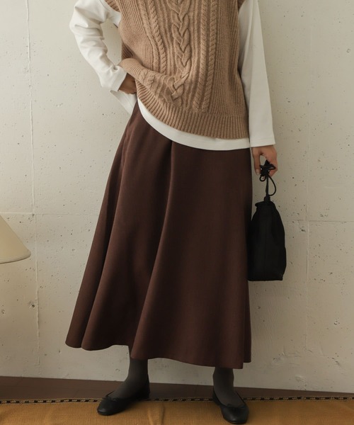 URBAN RESEARCH DOORS（アーバンリサーチドアーズ）の「ヘリンボーンフレアスカート∴（スカート・レディース・チャコールグレー/モカ/ブラウン・ONE）」の3枚目の写真