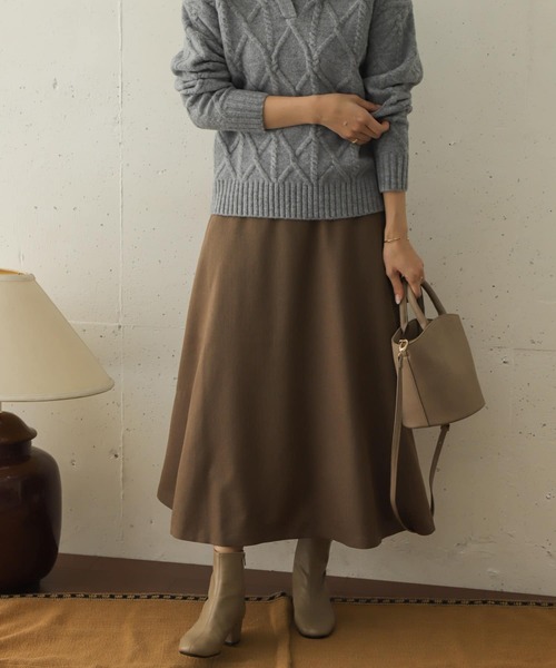 URBAN RESEARCH DOORS（アーバンリサーチドアーズ）の「ヘリンボーンフレアスカート∴（スカート・レディース・チャコールグレー/モカ/ブラウン・ONE）」の16枚目の写真