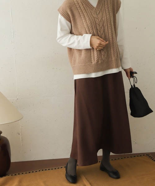 URBAN RESEARCH DOORS（アーバンリサーチドアーズ）の「ヘリンボーンフレアスカート∴（スカート・レディース・チャコールグレー/モカ/ブラウン・ONE）」の5枚目の写真