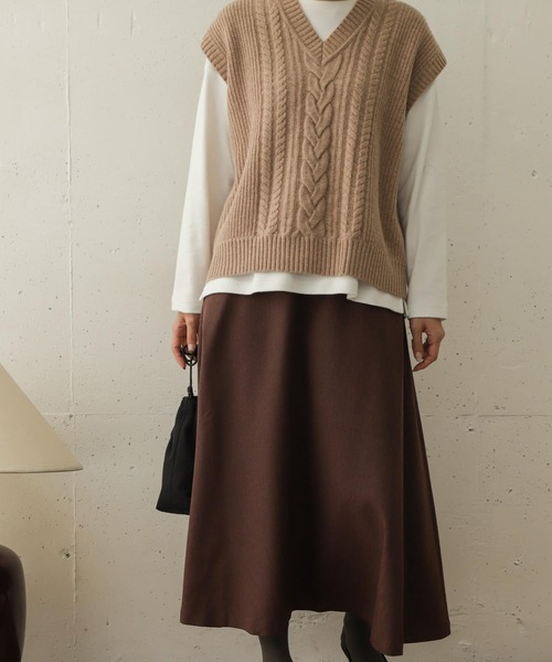 URBAN RESEARCH DOORS（アーバンリサーチドアーズ）の「ヘリンボーンフレアスカート∴（スカート・レディース・チャコールグレー/モカ/ブラウン・ONE）」の10枚目の写真