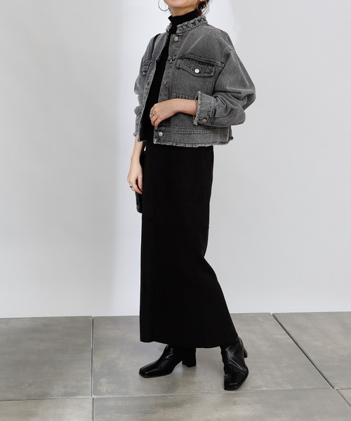 COLONY 2139（コロニートゥーワンスリーナイン）の「デニムノーカラー短丈Gジャン（デニムジャケット・レディース・ブルー/ブラック・FREE）」の6枚目の写真