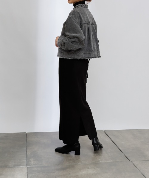 COLONY 2139（コロニートゥーワンスリーナイン）の「デニムノーカラー短丈Gジャン（デニムジャケット・レディース・ブルー/ブラック・FREE）」の7枚目の写真