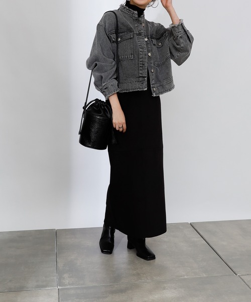 COLONY 2139（コロニートゥーワンスリーナイン）の「デニムノーカラー短丈Gジャン（デニムジャケット・レディース・ブルー/ブラック・FREE）」の9枚目の写真