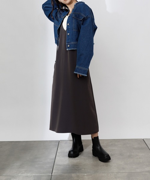 COLONY 2139（コロニートゥーワンスリーナイン）の「デニムノーカラー短丈Gジャン（デニムジャケット・レディース・ブルー/ブラック・FREE）」の21枚目の写真