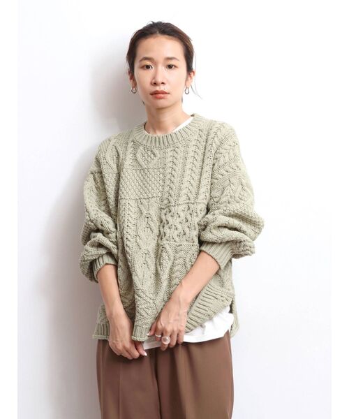 Ungrid（アングリッド）の「【WEB限定】パッチワークケーブルニット（ニット/セーター・レディース・ブラック/オレンジ/アイボリー/ミント/モカ・FREE）」の19枚目の写真