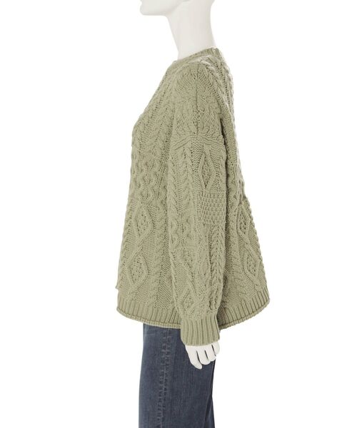 Ungrid（アングリッド）の「【WEB限定】パッチワークケーブルニット（ニット/セーター・レディース・ブラック/オレンジ/アイボリー/ミント/モカ・FREE）」の12枚目の写真