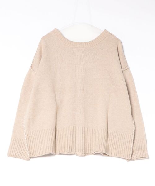 STYLEBLOCK（スタイルブロック）の「もちもちニットハンドステッチ入り2WAYカーディガン（カーディガン/ボレロ・レディース・ブラック/アイボリー/ライトベージュ・M）」の6枚目の写真
