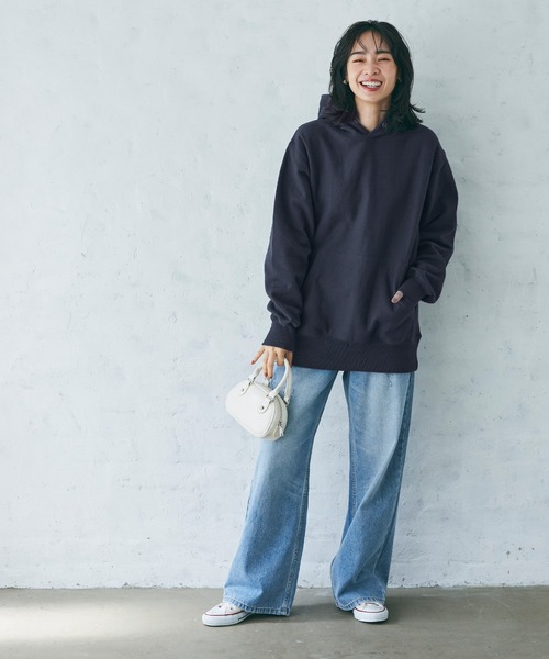 coca(coca)(コカ)の「\新色登場/ユニセックス裏起毛フーディー(パーカー・レディース・ブラック/グレー/アイボリー/ブルー/チャコール/ライトグレー/ネイビー・M/L/XL)」の11枚目の写真