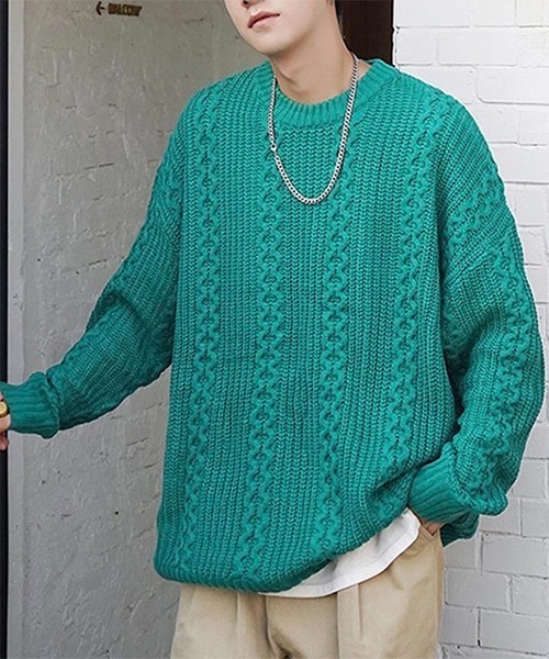 WESTBOY(ウエストボーイ)の「Cable Crew Neck Knit Sweater WO21W3TP11 【WB ORIGINALS】(ニット/セーター・メンズ・ホワイト/ブラック/イエロー/グリーン・M/L/XL)」の4枚目の写真