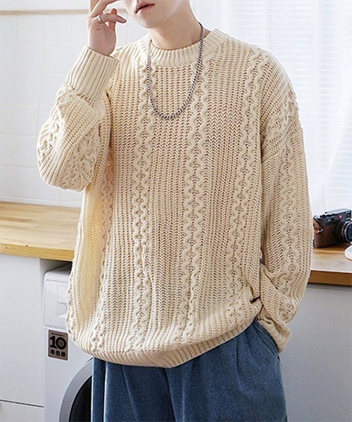 WESTBOY(ウエストボーイ)の「Cable Crew Neck Knit Sweater WO21W3TP11 【WB ORIGINALS】(ニット/セーター・メンズ・ホワイト/ブラック/イエロー/グリーン・M/L/XL)」の11枚目の写真