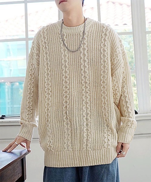 WESTBOY(ウエストボーイ)の「Cable Crew Neck Knit Sweater WO21W3TP11 【WB ORIGINALS】(ニット/セーター・メンズ・ホワイト/ブラック/イエロー/グリーン・M/L/XL)」の17枚目の写真