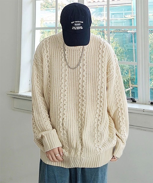 WESTBOY(ウエストボーイ)の「Cable Crew Neck Knit Sweater WO21W3TP11 【WB ORIGINALS】(ニット/セーター・メンズ・ホワイト/ブラック/イエロー/グリーン・M/L/XL)」の20枚目の写真