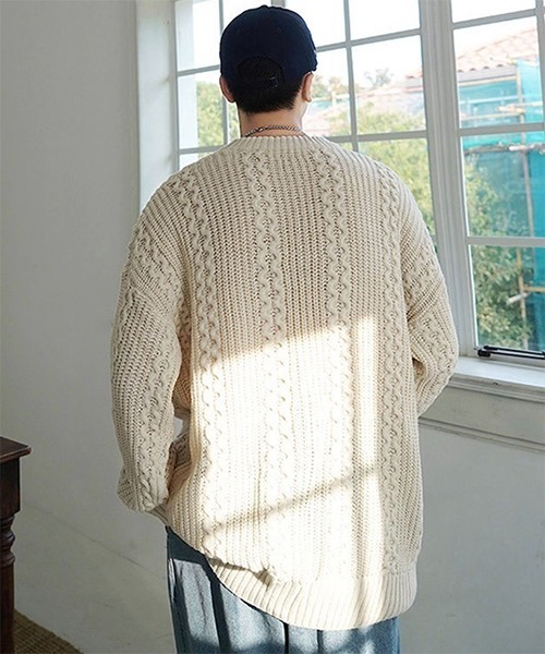 WESTBOY(ウエストボーイ)の「Cable Crew Neck Knit Sweater WO21W3TP11 【WB ORIGINALS】(ニット/セーター・メンズ・ホワイト/ブラック/イエロー/グリーン・M/L/XL)」の5枚目の写真