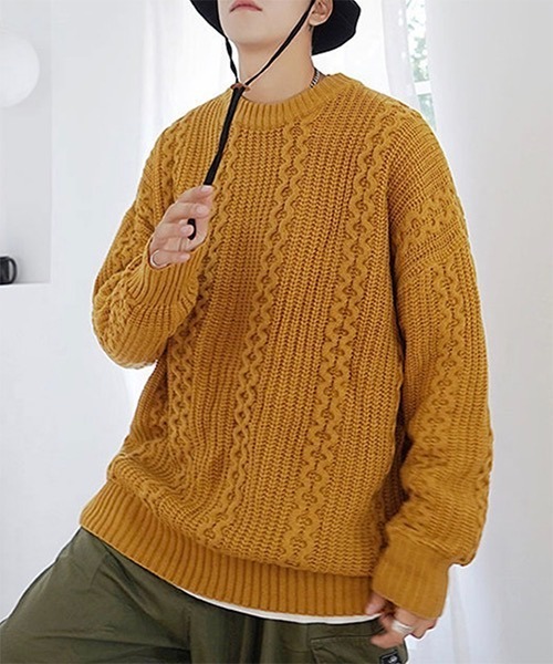 WESTBOY(ウエストボーイ)の「Cable Crew Neck Knit Sweater WO21W3TP11 【WB ORIGINALS】(ニット/セーター・メンズ・ホワイト/ブラック/イエロー/グリーン・M/L/XL)」の12枚目の写真