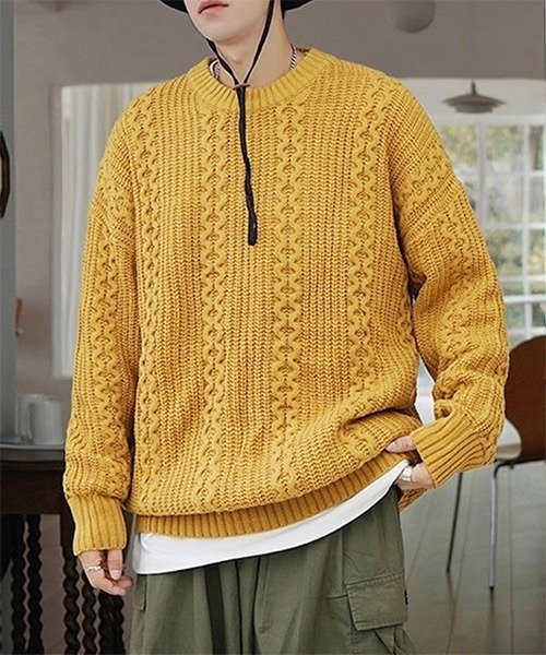 WESTBOY(ウエストボーイ)の「Cable Crew Neck Knit Sweater WO21W3TP11 【WB ORIGINALS】(ニット/セーター・メンズ・ホワイト/ブラック/イエロー/グリーン・M/L/XL)」の15枚目の写真