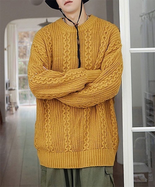 WESTBOY(ウエストボーイ)の「Cable Crew Neck Knit Sweater WO21W3TP11 【WB ORIGINALS】(ニット/セーター・メンズ・ホワイト/ブラック/イエロー/グリーン・M/L/XL)」の18枚目の写真