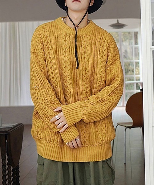 WESTBOY(ウエストボーイ)の「Cable Crew Neck Knit Sweater WO21W3TP11 【WB ORIGINALS】(ニット/セーター・メンズ・ホワイト/ブラック/イエロー/グリーン・M/L/XL)」の21枚目の写真