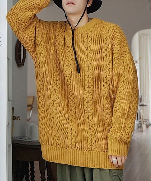WESTBOY(ウエストボーイ)の「Cable Crew Neck Knit Sweater WO21W3TP11 【WB ORIGINALS】(ニット/セーター・メンズ・ホワイト/ブラック/イエロー/グリーン・M/L/XL)」の9枚目の写真
