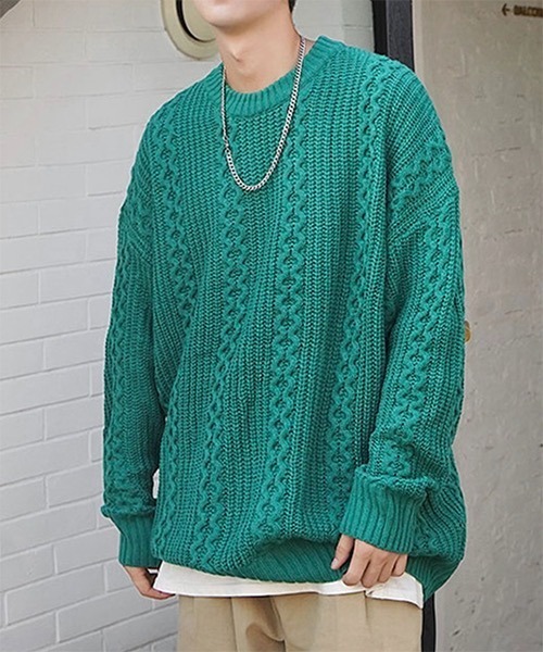 WESTBOY(ウエストボーイ)の「Cable Crew Neck Knit Sweater WO21W3TP11 【WB ORIGINALS】(ニット/セーター・メンズ・ホワイト/ブラック/イエロー/グリーン・M/L/XL)」の13枚目の写真