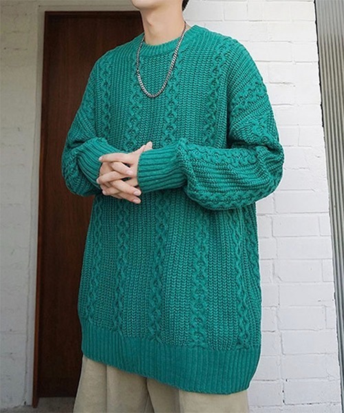 WESTBOY(ウエストボーイ)の「Cable Crew Neck Knit Sweater WO21W3TP11 【WB ORIGINALS】(ニット/セーター・メンズ・ホワイト/ブラック/イエロー/グリーン・M/L/XL)」の16枚目の写真