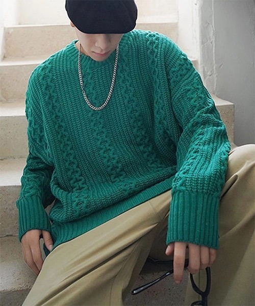 WESTBOY(ウエストボーイ)の「Cable Crew Neck Knit Sweater WO21W3TP11 【WB ORIGINALS】(ニット/セーター・メンズ・ホワイト/ブラック/イエロー/グリーン・M/L/XL)」の19枚目の写真