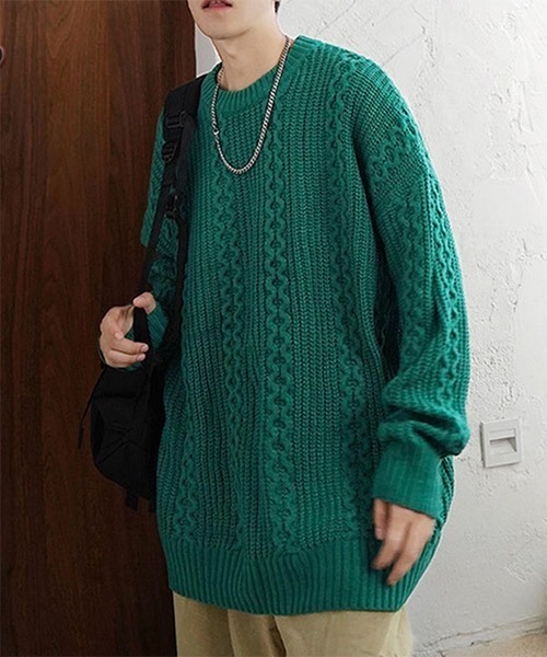 WESTBOY(ウエストボーイ)の「Cable Crew Neck Knit Sweater WO21W3TP11 【WB ORIGINALS】(ニット/セーター・メンズ・ホワイト/ブラック/イエロー/グリーン・M/L/XL)」の10枚目の写真