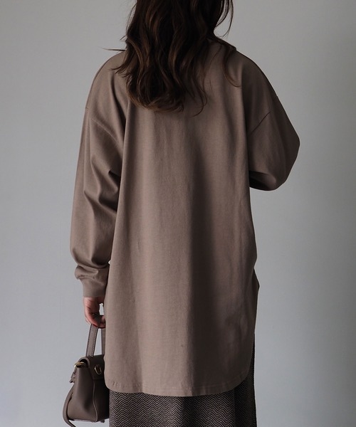 Riberry（リベリー）の「胸ポケットプリント付きロンT（Tシャツ/カットソー・レディース・オフホワイト/スミクロ/モカ/グリーン/ブルー/ピンク・FREE）」の16枚目の写真