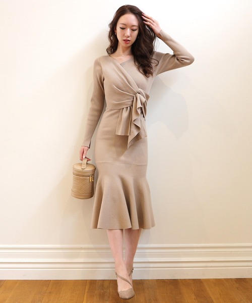 ROYAL PARTY（ロイヤルパーティー）の「【丈が選べる】ウエストマークマーメイドワンピース（ワンピース・レディース・ブラック/ピンク/ベージュ・SHORT/FREE）」の8枚目の写真