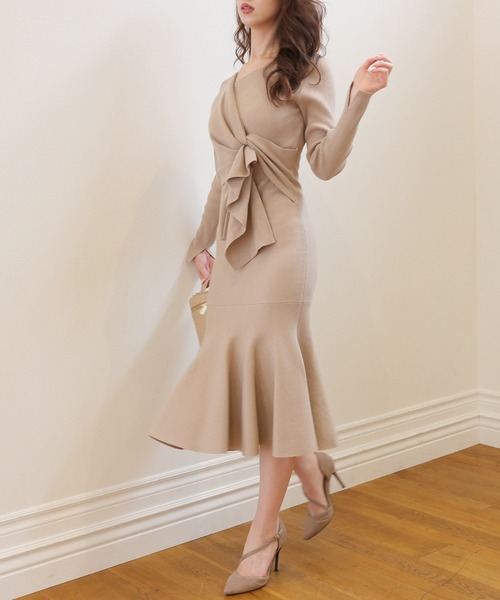 ROYAL PARTY（ロイヤルパーティー）の「【丈が選べる】ウエストマークマーメイドワンピース（ワンピース・レディース・ブラック/ピンク/ベージュ・SHORT/FREE）」の10枚目の写真