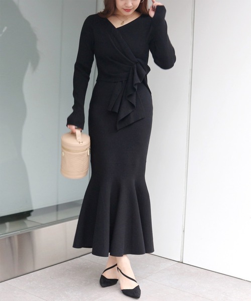 ROYAL PARTY（ロイヤルパーティー）の「【丈が選べる】ウエストマークマーメイドワンピース（ワンピース・レディース・ブラック/ピンク/ベージュ・SHORT/FREE）」の7枚目の写真