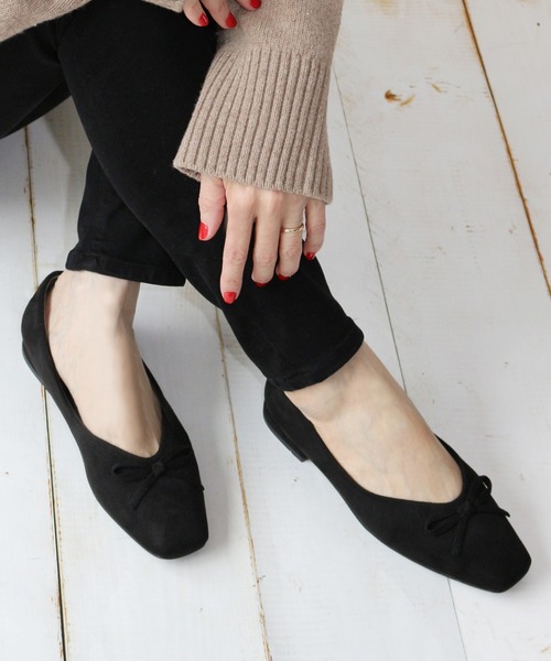 スクエアトゥvカットバレエシューズ 低反発スポンジ入り バレエシューズ Fin フィン のファッション通販 Zozotown