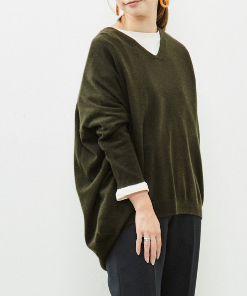 Liesse - リエス＊ウール　カシミア　Vネックプルオーバー　ニット　カシミヤ　グレー Liesse（リエス）の「カシミヤVネックプルオーバー（ニット
