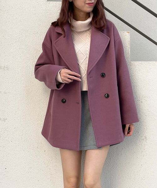 MAJESTIC LEGON（マジェスティックレゴン）の「イロドリミドルコート（その他アウター・レディース・アイボリー/オートミール/イエロー/ピンク系その他/ミント/ブルー系その他5/ブラック・SMALL/MEDIUM）」の7枚目の写真