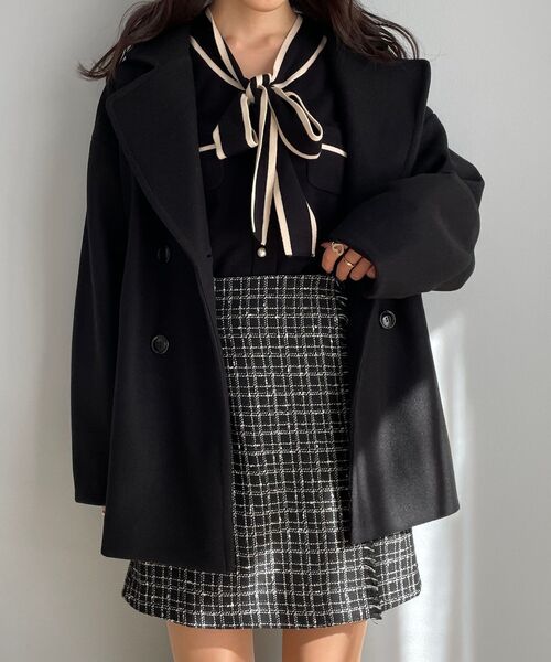 MAJESTIC LEGON（マジェスティックレゴン）の「イロドリミドルコート（その他アウター・レディース・アイボリー/オートミール/イエロー/ピンク系その他/ミント/ブルー系その他5/ブラック・SMALL/MEDIUM）」の3枚目の写真