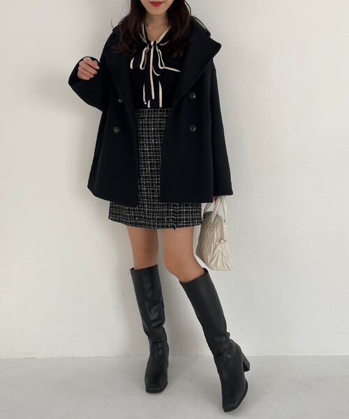 MAJESTIC LEGON（マジェスティックレゴン）の「イロドリミドルコート（その他アウター・レディース・アイボリー/オートミール/イエロー/ピンク系その他/ミント/ブルー系その他5/ブラック・SMALL/MEDIUM）」の12枚目の写真